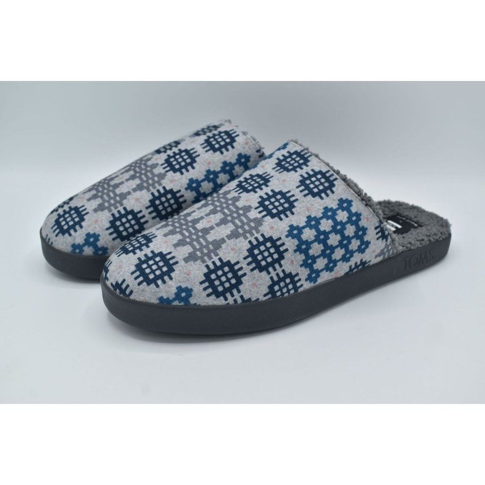 Toms Mens Sz 10 Harbor Frost Grey Snowdon Repreve Two Tone Felt Slip On Slippers